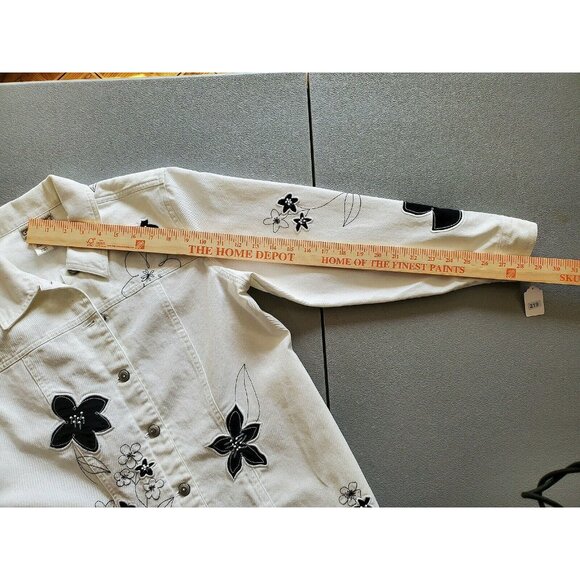 COLDWATER CREEK WHITE WOMEN'S  DENIM JACKET/BLAZER FLORAL DESIGN  SIZE M #219 - Picture 9 of 9
